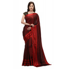 Seduva Women's Satin Silk Saree with Blouse (Red, 5-6 Mtrs)