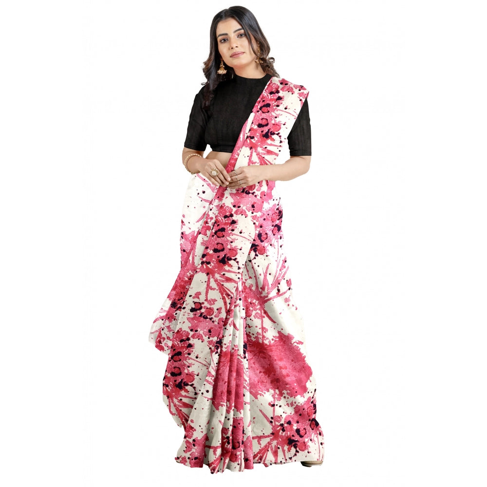 Seduva Women's Joya Silk Saree with Blouse (Pink, 5-6 Mtrs)
