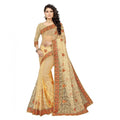 Seduva Women's Net Saree With Blouse (Chiku, 5-6Mtrs)