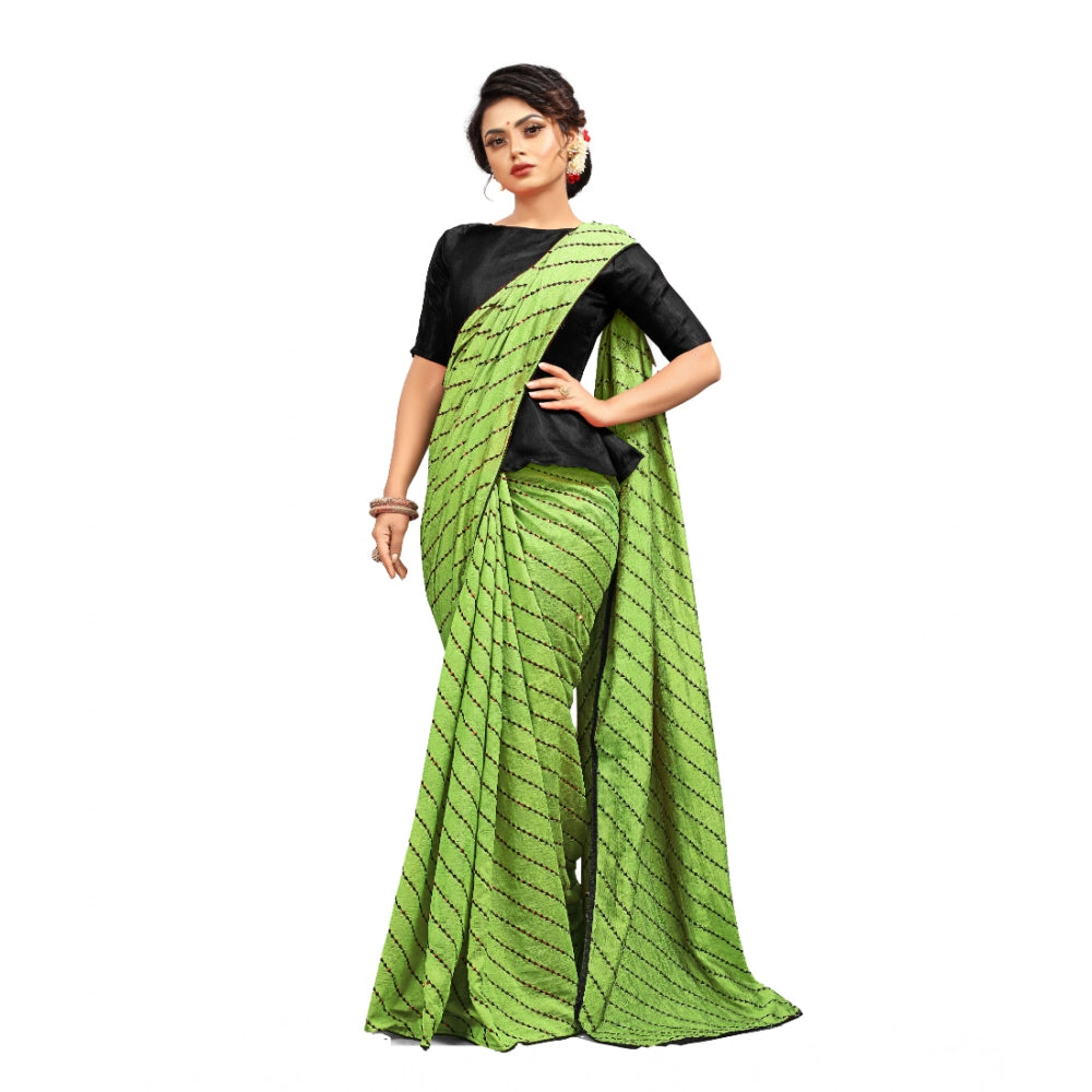 Seduva Women's Vichitra Saree with Blouse (LightGreen, 5-6 Mtrs)
