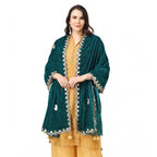 Seduva Women's Velvet Gotta Patti Dupatta (Dark Green, Length:��2.25 to 2.50 Mtr)