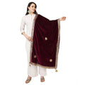Seduva Women's Velvet Gotta Patti Dupatta (Purple, Length:��2.25 to 2.50 Mtr)
