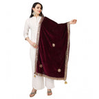 Seduva Women's Velvet Gotta Patti Dupatta (Purple, Length:��2.25 to 2.50 Mtr)