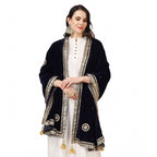 Seduva Women's Velvet Gotta Patti Dupatta (Blue, Length:��2.25 to 2.50 Mtr)