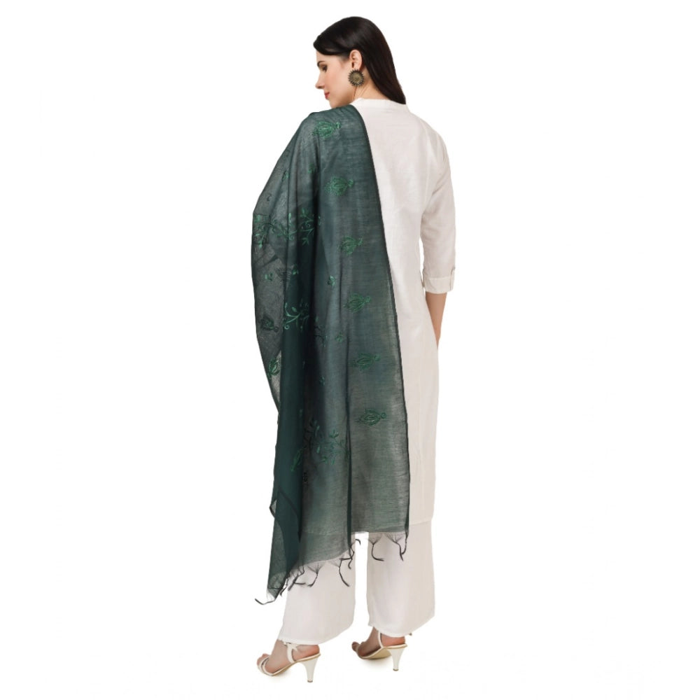 Seduva Women's Cotton Embroidered Dupatta (Green, Length:��2.25 to 2.50 Mtr)