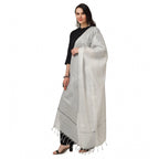 Seduva Women's Chanderi Solid Dupatta (White, Length:��2.25 to 2.50 Mtr)
