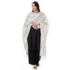 Seduva Women's Chanderi Solid Dupatta (White, Length:��2.25 to 2.50 Mtr)