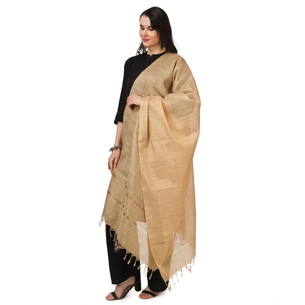 Seduva Women's Chanderi Solid Dupatta (Gold, Length:��2.25 to 2.50 Mtr)