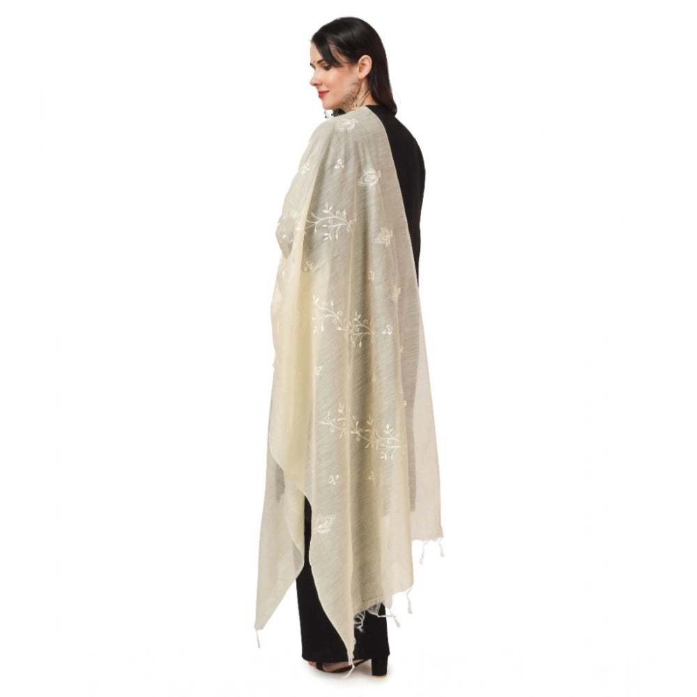 Seduva Women's Cotton Embroidered Dupatta (Off-White, Length:��2.25 to 2.50 Mtr)