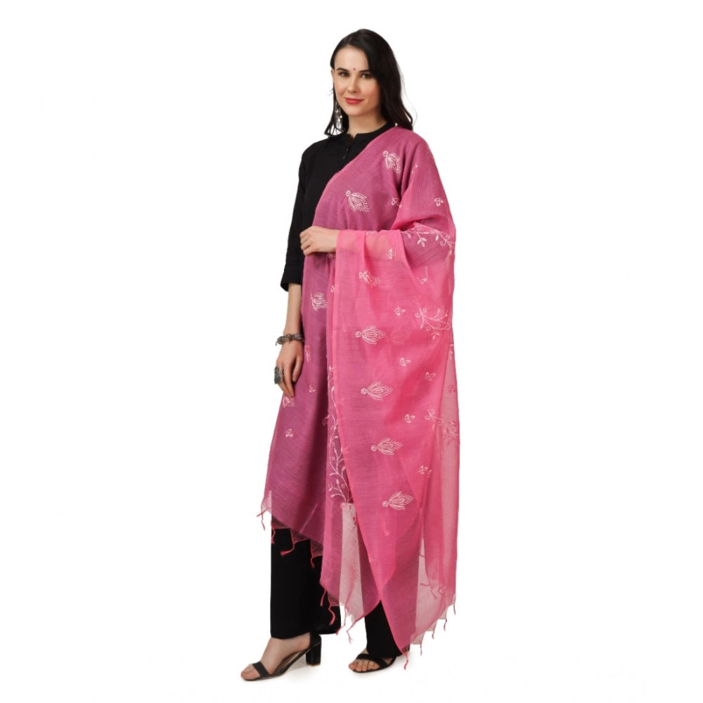 Seduva Women's Cotton Embroidered Dupatta (Pink, Length:��2.25 to 2.50 Mtr)