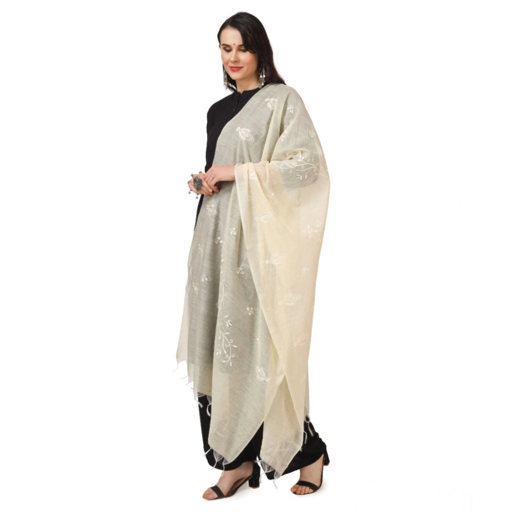 Seduva Women's Cotton Embroidered Dupatta (Off-White, Length:��2.25 to 2.50 Mtr)