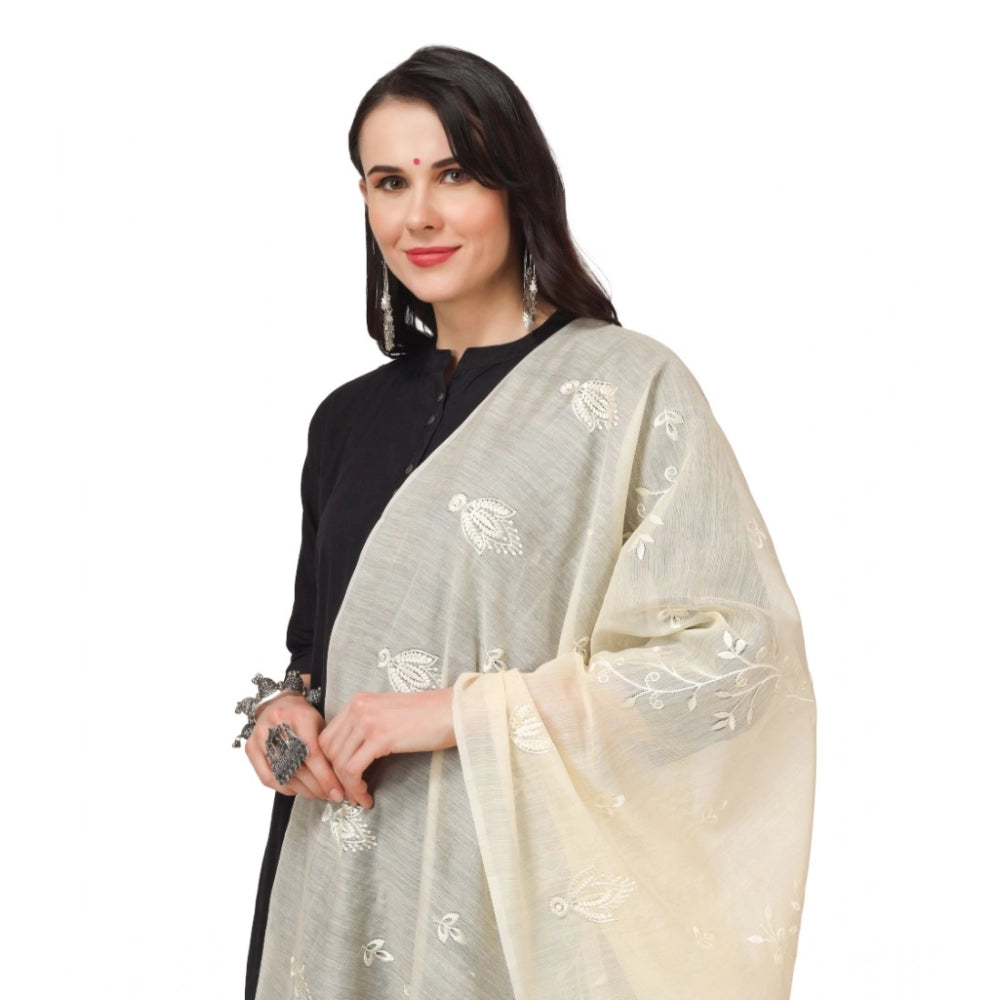 Seduva Women's Cotton Embroidered Dupatta (Off-White, Length:��2.25 to 2.50 Mtr)
