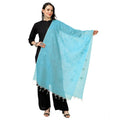 Seduva Women's Cotton Embroidered Dupatta (Aqua Blue, Length:��2.25 to 2.50 Mtr)