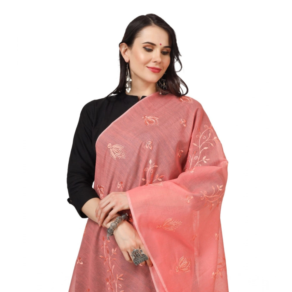 Seduva Women's Cotton Embroidered Dupatta (Peach, Length:��2.25 to 2.50 Mtr)