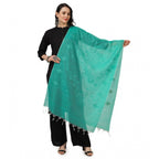 Seduva Women's Cotton Embroidered Dupatta (Turquoise, Length:��2.25 to 2.50 Mtr)