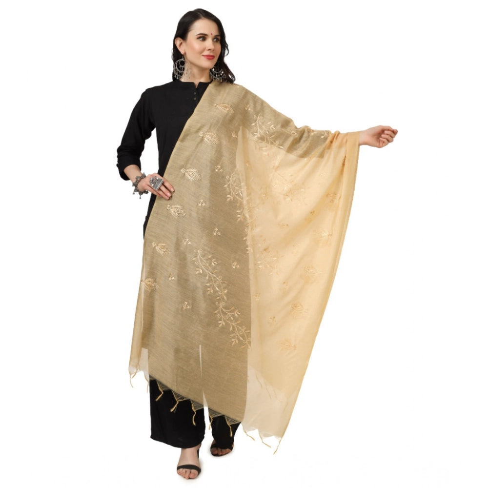 Seduva Women's Cotton Embroidered Dupatta (Gold, Length:��2.25 to 2.50 Mtr)