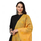 Seduva Women's Cotton Embroidered Dupatta (Yellow, Length:��2.25 to 2.50 Mtr)