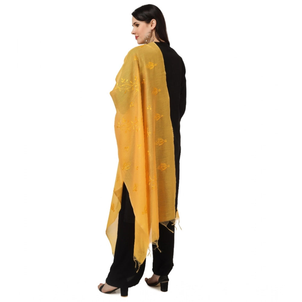 Seduva Women's Cotton Embroidered Dupatta (Yellow, Length:��2.25 to 2.50 Mtr)