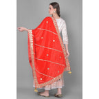 Seduva Women's Velvet Gotta Patti Dupatta (Red, Length:��2.25 to 2.50 Mtr)