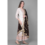 Seduva Women's Velvet Gotta Patti Dupatta (Brown, Length:��2.25 to 2.50 Mtr)