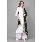 Seduva Women's Velvet Gotta Patti Dupatta (Green, Length:��2.25 to 2.50 Mtr)