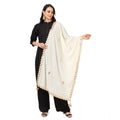 Seduva Women's Velvet Gotta Patti Dupatta (Off White, Length:��2.25 to 2.50 Mtr)