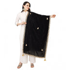 Seduva Women's Velvet Gotta Patti Dupatta (Black, Length:��2.25 to 2.50 Mtr)