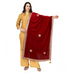 Seduva Women's Velvet Gotta Patti Dupatta (Maroon, Length:��2.25 to 2.50 Mtr)