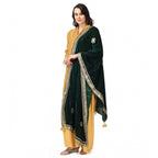 Seduva Women's Velvet Gotta Patti Dupatta (Green, Length:��2.25 to 2.50 Mtr)
