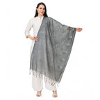 Seduva Women's Cotton Embroidered Dupatta (Grey, Length:��2.25 to 2.50 Mtr)