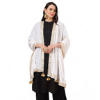Seduva Women's Velvet Gotta Patti Dupatta (White, Length:��2.25 to 2.50 Mtr)