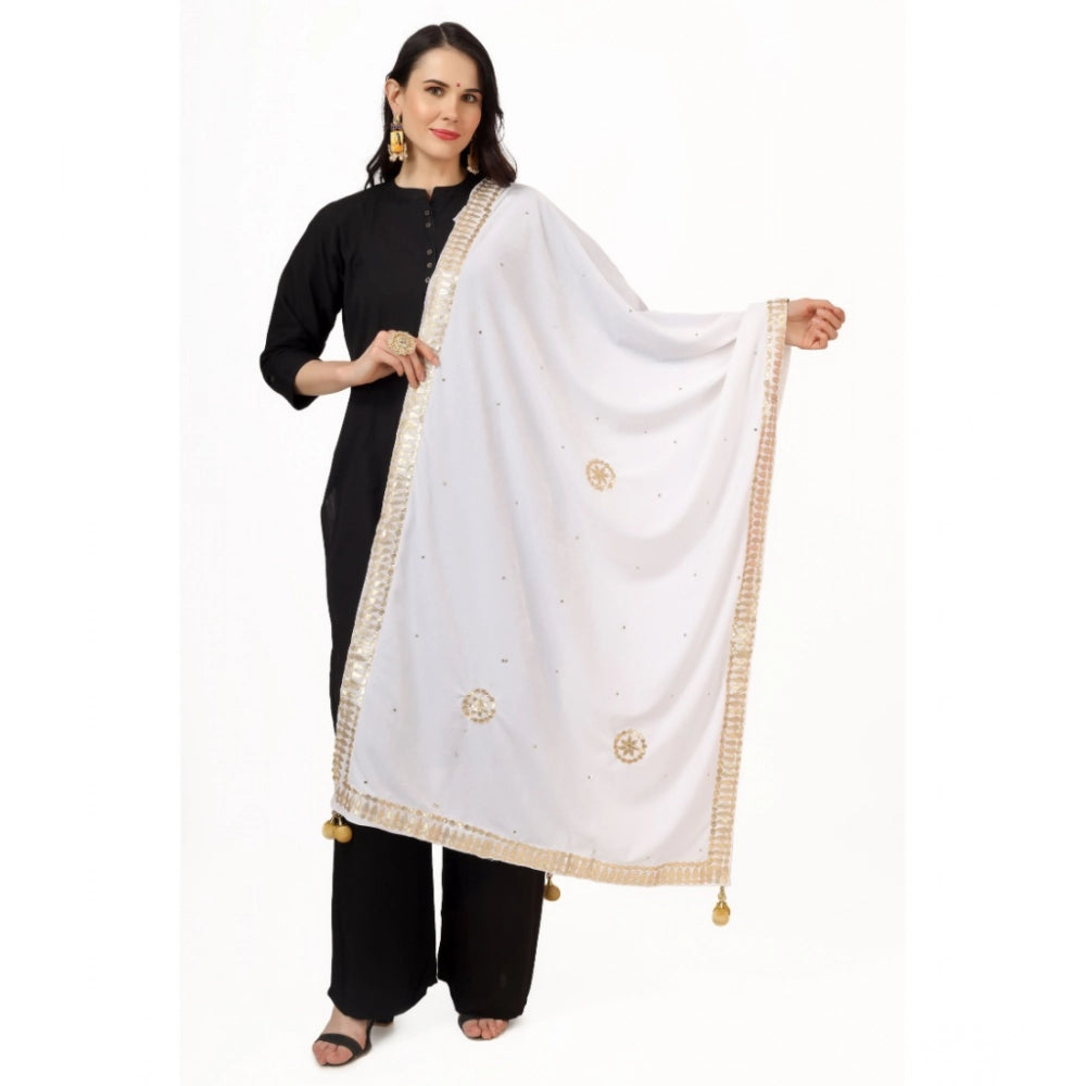 Seduva Women's Velvet Gotta Patti Dupatta (White, Length:��2.25 to 2.50 Mtr)