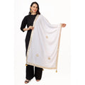 Seduva Women's Velvet Gotta Patti Dupatta (White, Length:��2.25 to 2.50 Mtr)