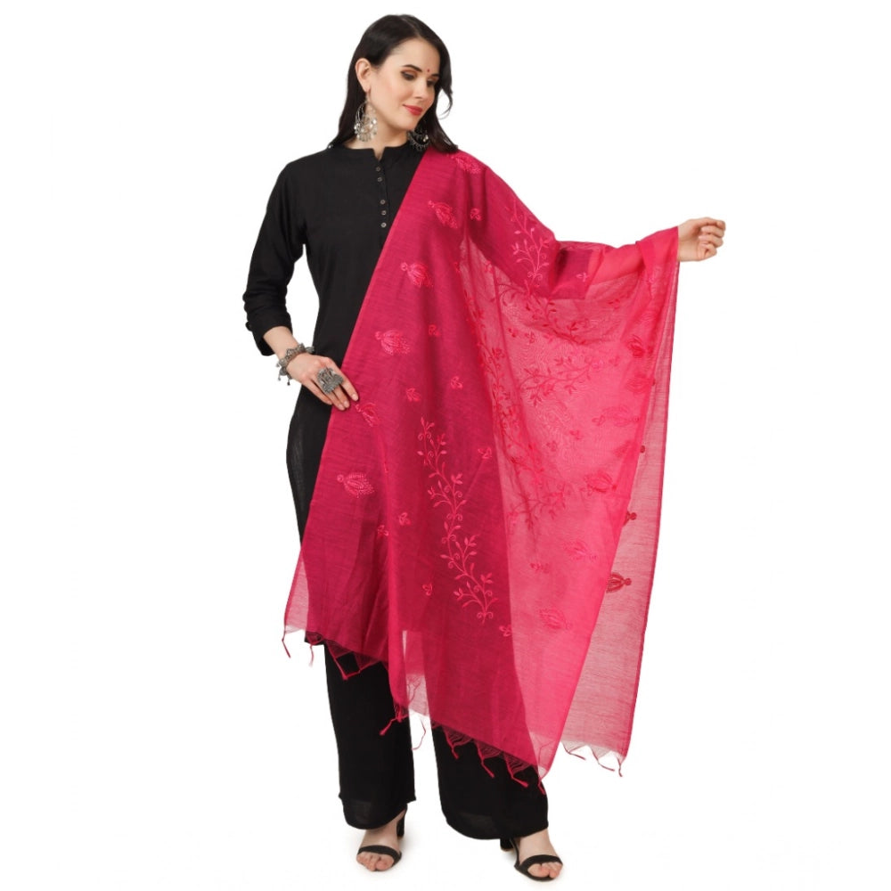 Seduva Women's Cotton Embroidered Dupatta (Maroon, Length:��2.25 to 2.50 Mtr)