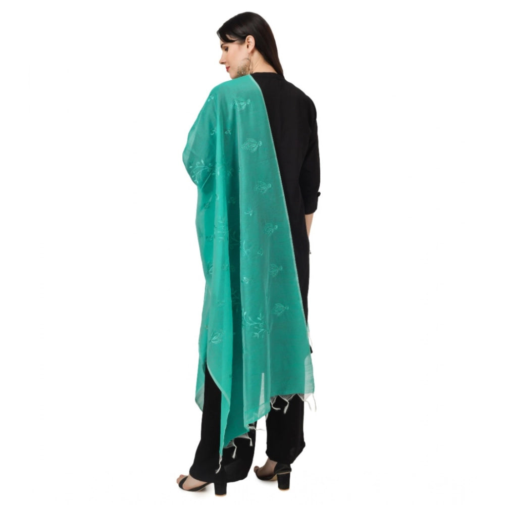 Seduva Women's Cotton Embroidered Dupatta (Turquoise, Length:��2.25 to 2.50 Mtr)