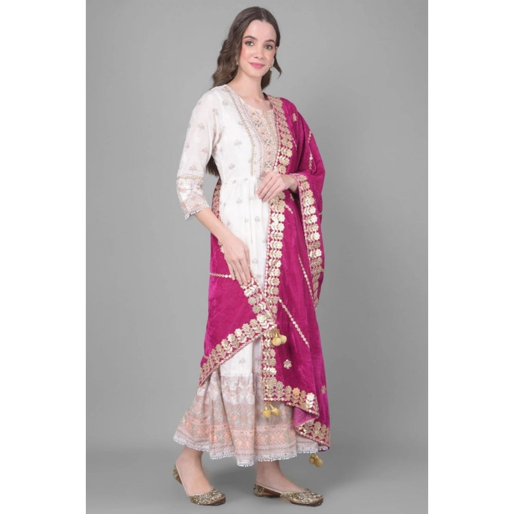 Seduva Women's Velvet Gotta Patti Dupatta (Purple, Length:��2.25 to 2.50 Mtr)