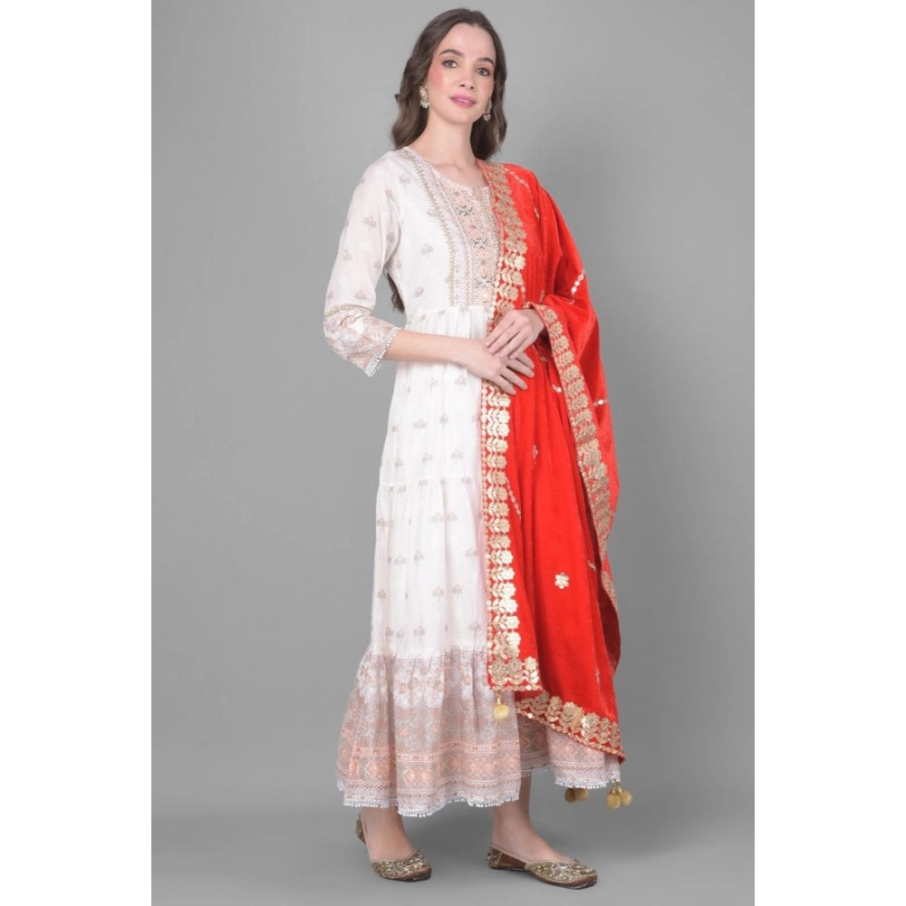 Seduva Women's Velvet Gotta Patti Dupatta (Red, Length:��2.25 to 2.50 Mtr)