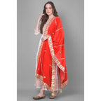 Seduva Women's Velvet Gotta Patti Dupatta (Red, Length:��2.25 to 2.50 Mtr)