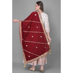 Seduva Women's Velvet Gotta Patti Dupatta (Maroon, Length:��2.25 to 2.50 Mtr)