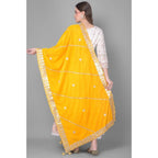 Seduva Women's Velvet Gotta Patti Dupatta (Yellow, Length:��2.25 to 2.50 Mtr)