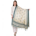 Seduva Women's Art Silk Printed Dupatta (Grey, Length:��2.25 to 2.50 Mtr)