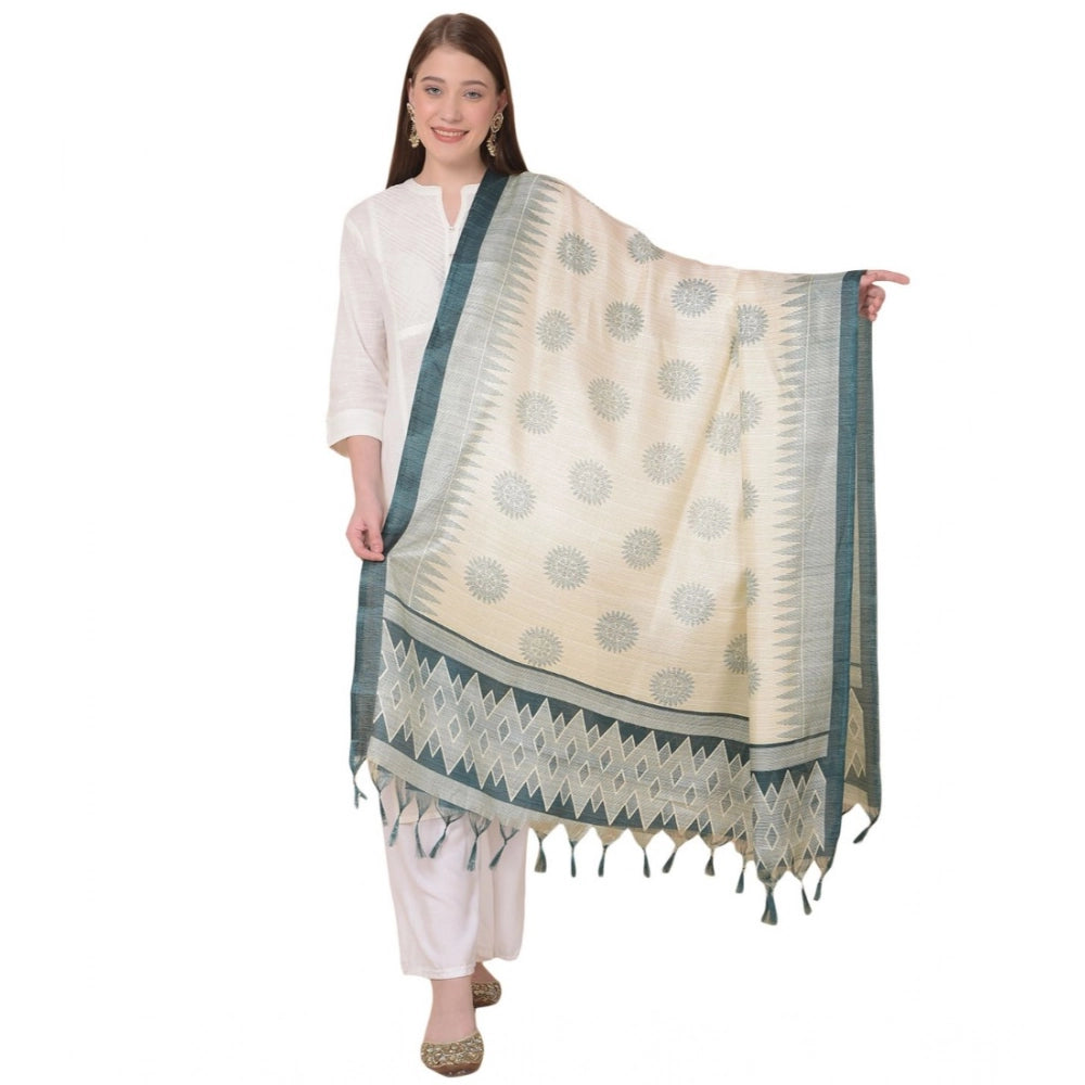 Seduva Women's Art Silk Printed Dupatta (Grey, Length:��2.25 to 2.50 Mtr)