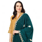 Seduva Women's Velvet Gotta Patti Dupatta (Dark Green, Length:��2.25 to 2.50 Mtr)