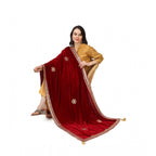 Seduva Women's Velvet Gotta Patti Dupatta (Maroon, Length:��2.25 to 2.50 Mtr)