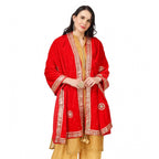 Seduva Women's Velvet Gotta Patti Dupatta (Red, Length:��2.25 to 2.50 Mtr)