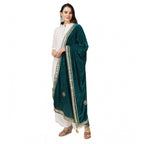 Seduva Women's Velvet Gotta Patti Dupatta (Dark Green, Length:��2.25 to 2.50 Mtr)