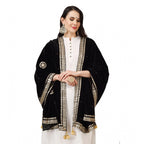 Seduva Women's Velvet Gotta Patti Dupatta (Black, Length:��2.25 to 2.50 Mtr)