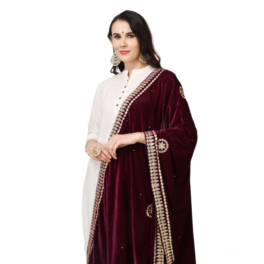 Seduva Women's Velvet Gotta Patti Dupatta (Purple, Length:��2.25 to 2.50 Mtr)