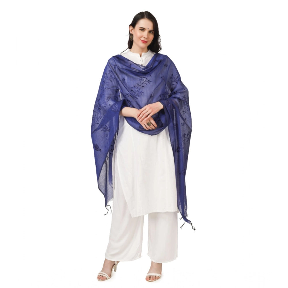 Seduva Women's Cotton Embroidered Dupatta (Blue, Length:��2.25 to 2.50 Mtr)