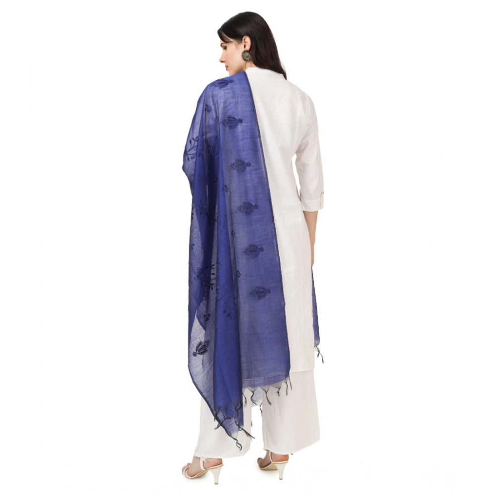 Seduva Women's Cotton Embroidered Dupatta (Blue, Length:��2.25 to 2.50 Mtr)